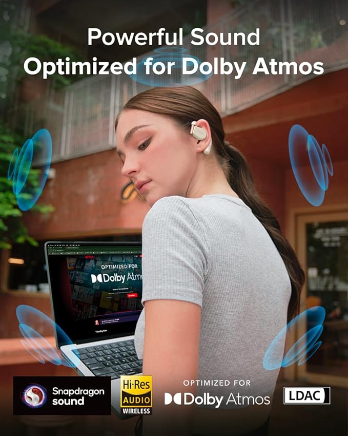 Cleer ARC 3 Open Ear Headphones - Dolby Audio, Snapdragon Sound True Wireless Earbuds, 50Hr Battery, Bluetooth 5.4, IPX 7, Multi-Point, Smart Controls, Wireless Charging Smart Case, Comfort Fit, Green