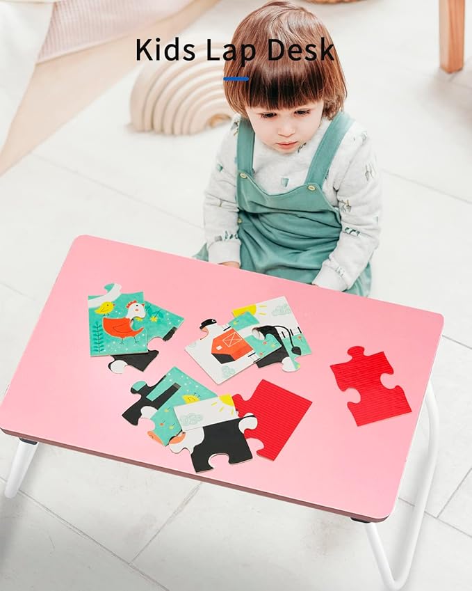 Ruxury Folding Lap Desk Laptop Stand Bed Desk Table Tray, Breakfast Serving Tray, Portable & Lightweight Mini Table for Sofa Couch Floor - - Pink