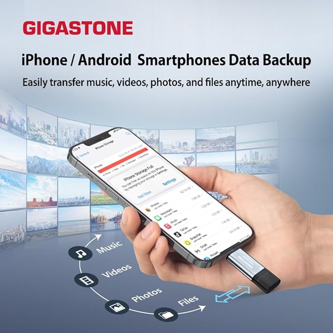 Gigastone Duo Go USB-A+C 1TB (2-Pack) Dual External Portable SSD 500MB/s Glossy Surface, Supports Apple 4K 60fps ProRes HDR Video Recording USB3.2 Gen 2 for iPhone 16 PS5 Mac iPad Laptop Android