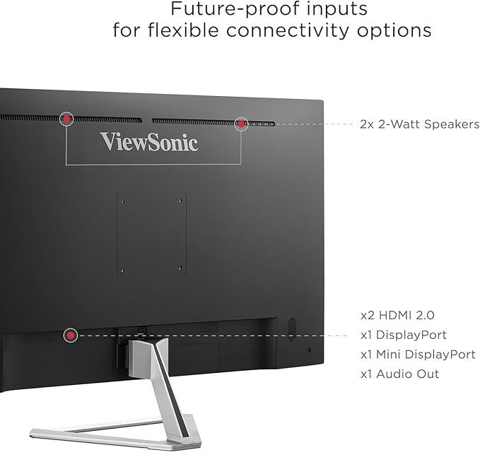 ViewSonic VX3276-4K-MHD 32 Inch 4K UHD Monitor with Ultra-Thin Bezels, HDR10 HDMI and DisplayPort for Home and Office