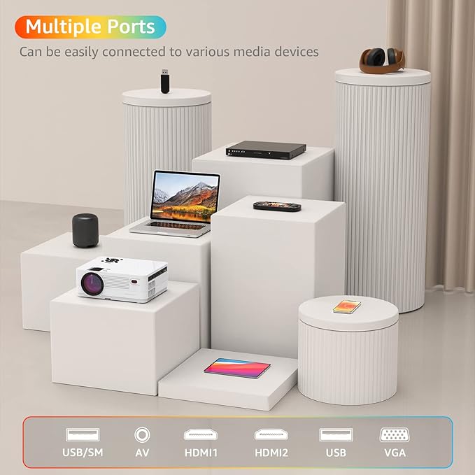 Roconia 5G WiFi Bluetooth Native 1080 Projector, 12000LM Full HD Updated Movie Projector, 300" Display Support 4k Home Theater,Compatible with iOS/Android/XBox/PS4/TV Stick/HDMI/USB (White)