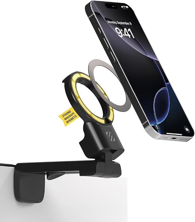 Scosche SMSTRVL MagSafe Airplane Phone Holder Mount, Magnetic Cell Phone Stand for Desk, Tray Table, Seat Back or Tripod, Plane Travel Essentials for Flying Compatible with iPhone 16/15/14/13/12