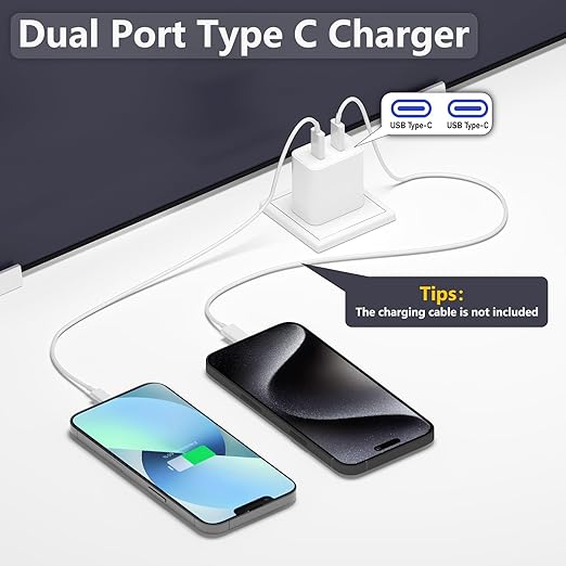 3Pack USB C Charger Block,Dual PD Port Type-C Fast Travel Charging Plug Power Adapter Compatible with iPhone iPad,Galaxy, Pixel 4/3 and More