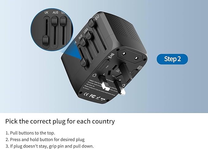 International Travel Adapter Voltage Converter Combo for 100V-240V with 2 USB Ports, USA to UK Europe Australia 200+ Countries 1