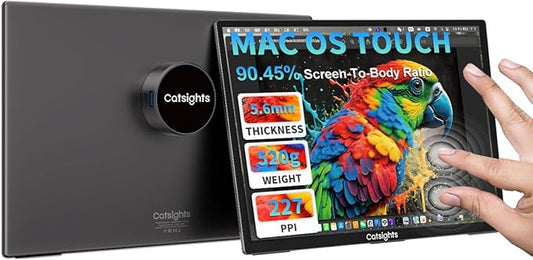 Portable Touchscreen Monitor for Mac, 13.3inch 2.5K 350nit 227 PPI Ultra-Thin Touch Screen Monitor, USB-C Plug & Play Travel Screen for Windows/Android/Switch(Stylus not Included)