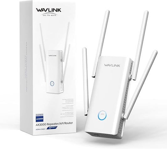 WAVLINK AX3000 WiFi 6 Extender - Internet Extender WiFi Booster with 5 High-Gain Antennas & Beamforming, Dual Band Whole Home Coverage, Gigabit Port, Repeater/AP/Router Mode for 256 Devices