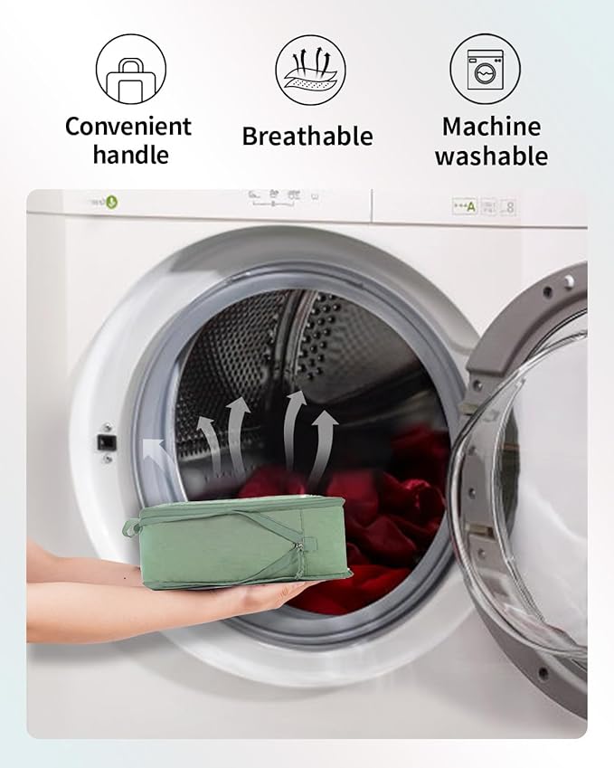 ECOHUB 5 Set Compression Packing Cubes for Suitcases Organiser Bags Set Travel Essentials with Shoe Bags for Travel Tear-resistant Travel Accessories with ID Tag Expandable Packing Bags(Green)