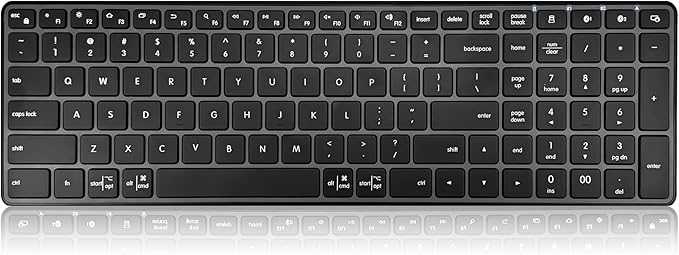 Wireless Bluetooth Keyboard, 3-Device Free Switching (2.4G+BT), Ultra-Slim Compact Wireless Keyboard Quiet Typing for PC/Laptop/Smart TV/Phone,12 Multimedia Keys