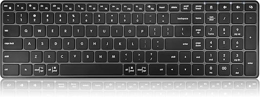 Wireless Bluetooth Keyboard, 3-Device Free Switching (2.4G+BT), Ultra-Slim Compact Wireless Keyboard Quiet Typing for PC/Laptop/Smart TV/Phone,12 Multimedia Keys