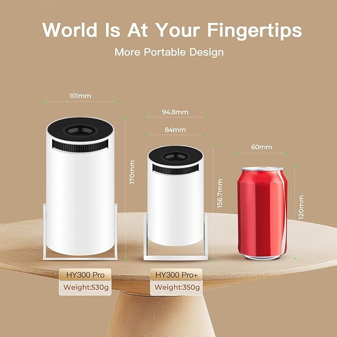 Built-in Apps & 2025 Upgraded Smart Projector with Wi-Fi 6 & Bluetooth 5.4, 1080P 4K Support Full HD, Auto Keystone 360° Portable Home Cinema Mini Projector for iOS/Android OptiBarrel 005