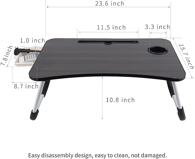 Laptop Desk Foldable Bed Table, Portable Lap Desk Laptop Bed Tray Table with Storage Drawer and Cup Holder, Lap TraysTables Notebook Stand Reading Desks Breakfast Tray for Beds Couch Sofa Floor