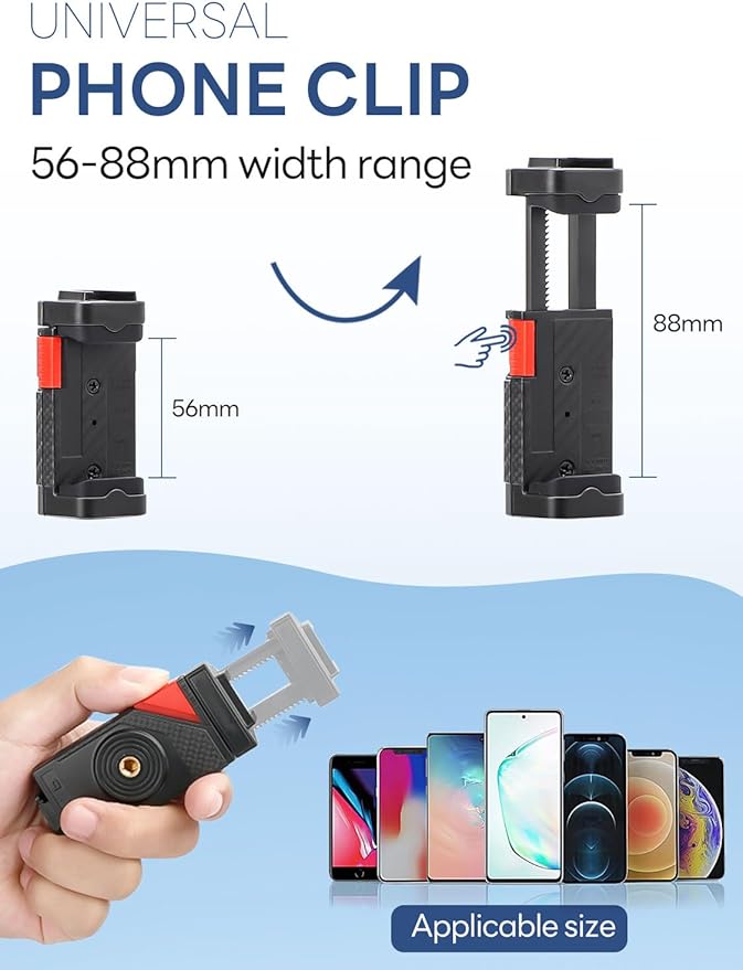 USKEYVISION Smartphone Vlogging Kit for iPhone 16/15/14 Mini/Pro/Max, Android Smartphone Content Creator Kit w/Microphone Light Auto-Switch Phone Clip for YouTube Tiktok Live Steam (Vlog K2)