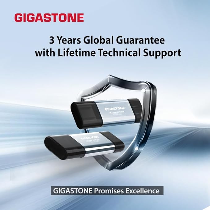 GIGASTONE Duo Go USB-A+C 512GB (2-Pack) Dual External Portable SSD 500MB/s Glossy Surface, Supports Apple 4K 60fps ProRes HDR Video Recording USB3.2 Gen 2 for iPhone 16 PS5 Mac iPad Laptop Android