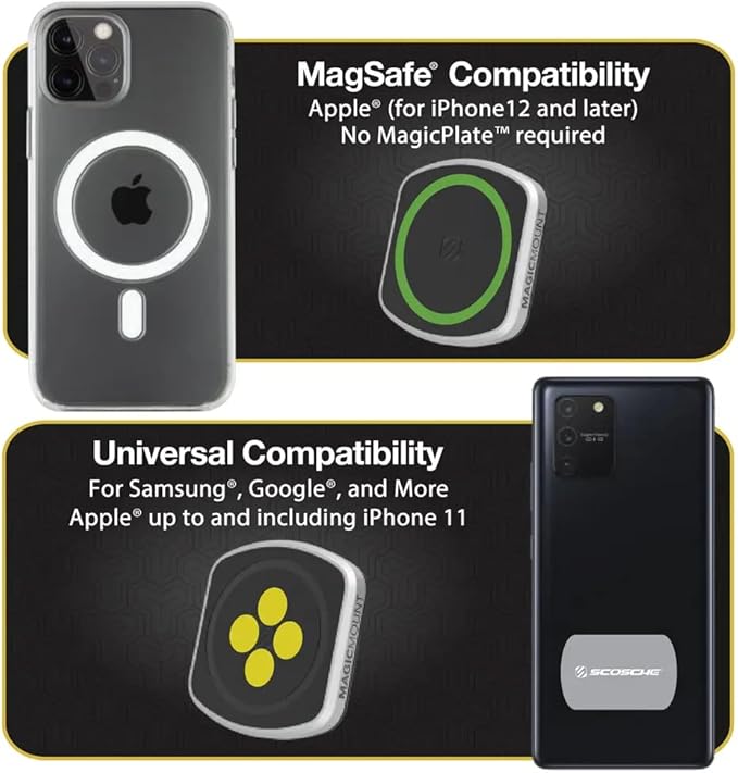 Scosche MP2WDEX2-XTSP MagicMount Pro2 Magnetic Car Phone Holder Extendo Telescoping Windshield or Dashboard Mount with Suction Cup Compatible with MagSafe, iPhones, Galaxy, Pixel & All Smartphones