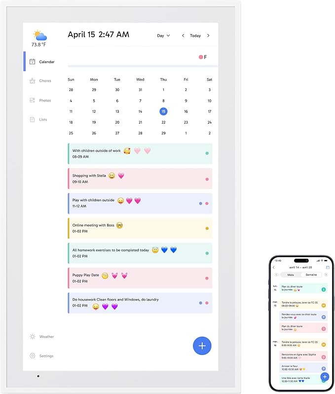 Dragon Touch 21.5" Digital Calendar Chore Chart – 1080P Full HD Interactive Touchscreen, Smart Family Planner, Hearth Display Digital Wall Calendar & Desk Mountable for Seamless Scheduling