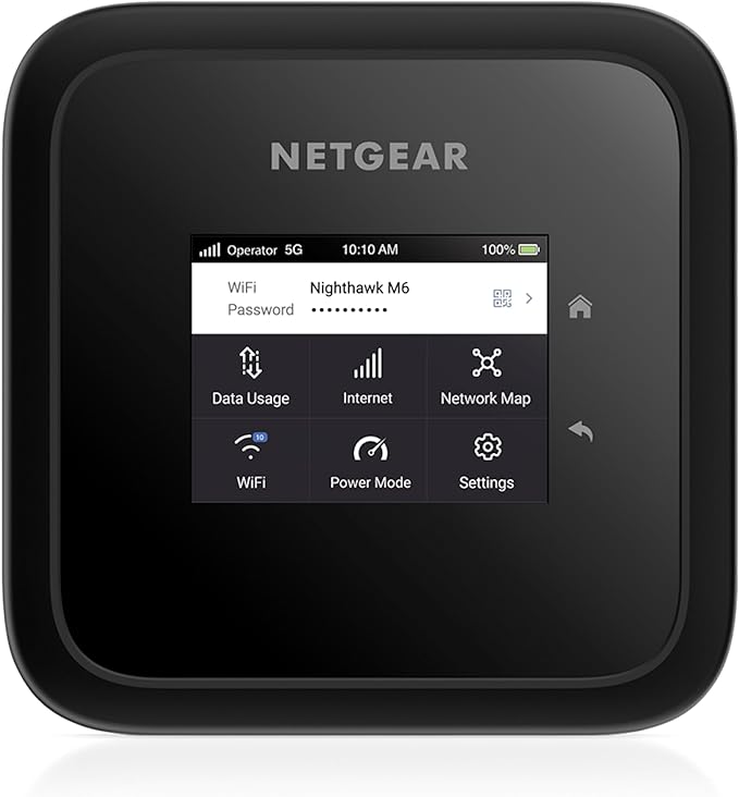 NETGEAR Nighthawk M6 5G Mobile Hotspot, Router with Sim Card Slot, Modem, Portable WiFi Device for Travel, Unlocked with Verizon, AT&T, and T-Mobile, WiFi 6, 2.5Gbps (MR6150)