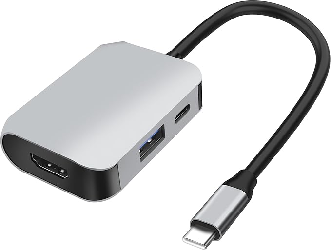 XMSJSIY USB Type-C Hub 3 in 1 Multiport Splitter Adapter with 4K HDMI & 5Gbps USB 3.0 & 100W Type-C PD Fast Data Transfer and Charging for Laptop,PC,TV Phone -1PCS
