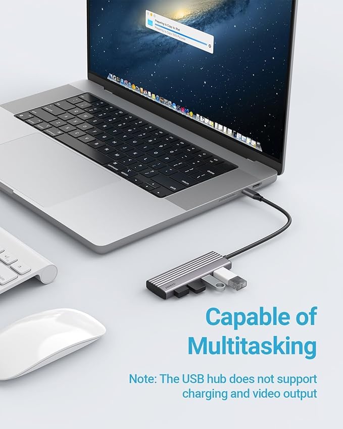 USB C Hub Multiport Adapter, 4-Port Type C Hub for Laptop/MacBook/iPad Pro, 5Gbps Slim USB-C Splitter with USB 3.0 Data Ports,Compact Multiport Adapter for Travel/Dell XPS/Galaxy