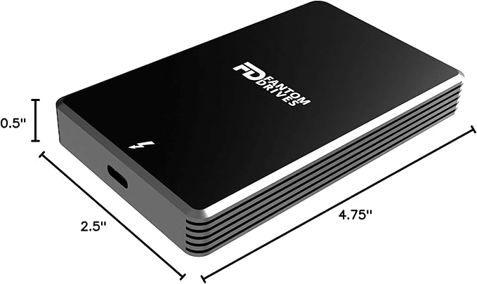 Fantom Drives Extreme 1TB External SSD - 2800MB/s, Thunderbolt 3, USB Type-C, Aluminum, 3D NAND TLC, TB3X-2300N1TB