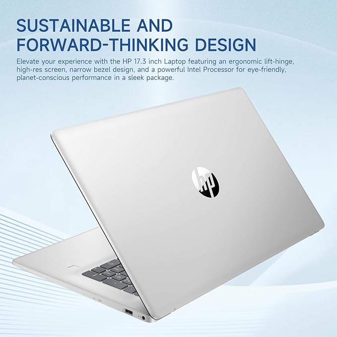 HP Essential 2025 Laptop, 17.3" FHD, CORE 7 (Beats i7 1355), 32GB RAM, 1TB SSD, FP Reader, Backlit KB, Webcam, Wi-Fi 6, Windows 11 Home, Silver, Bundle with ADATA 512GB External SSD
