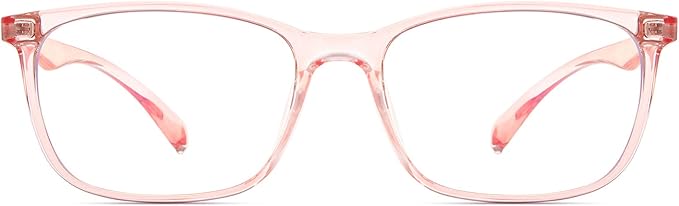 ANRRI Blue Light Blocking Computer Glasses Women Anti Eyestrain UV Filter Lens Lightweight Pink Frame Eyeglasses (Clear Pink)