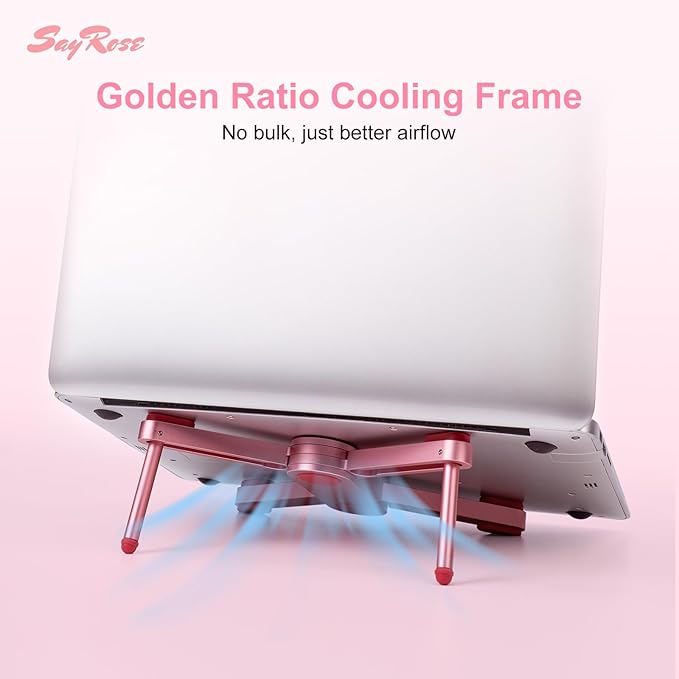 SayRose Portable Laptop Stand for Desk, Aluminum Ergonomic Computer Stand Foldable Compact Laptop Riser for Gaming, Travel, Desk Accessories Gifts for Women