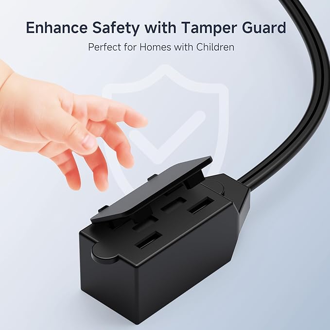 [UL Listed] Cable Matters 16 AWG 2 Prong Extra Long Extension Cord 25 ft, 13A 3-Outlet Extension Cords with Tamper Guard, 13 Amp, 1625 Watts, Black