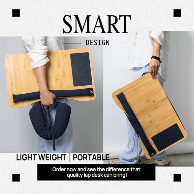 Lap desks for Adults,Adjustable Laptop Desk with Pillow Cushion,Fits up to 16'', Portable Laptop Desk for Bed/Couch/Car, Extra Large Lap Desk with Detachable Cushions, Travel Lap Desk,Dorm Essentials