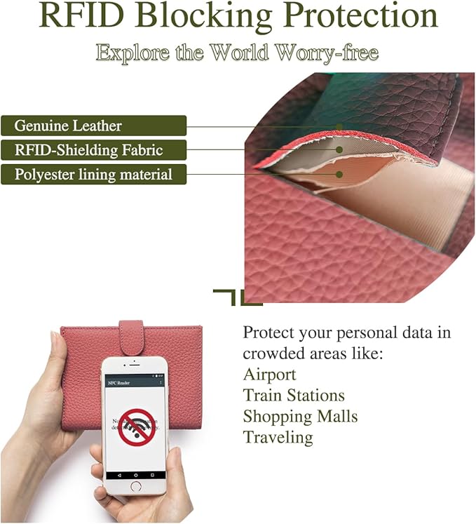Slim Passport Wallet for Women – RFID Blocking Travel Holder with 1 Passport Slot & 3 Card Slots, Coin Pocket & SIM Slot – Genuine Leather Travel Organizer Brick Red