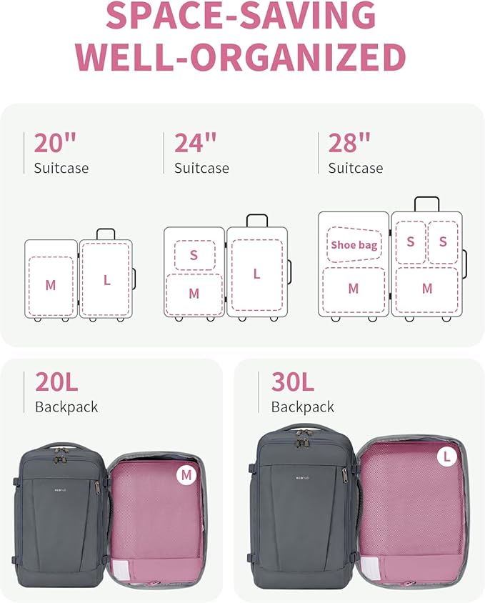 ECOHUB 4 Set /6 Set Packing Cubes for Travel Durable Suitcase Organizer Bags Set with Personalized Tag Various Sizes Travel Essentials Traveling Accessories for Luggage Machine Washable