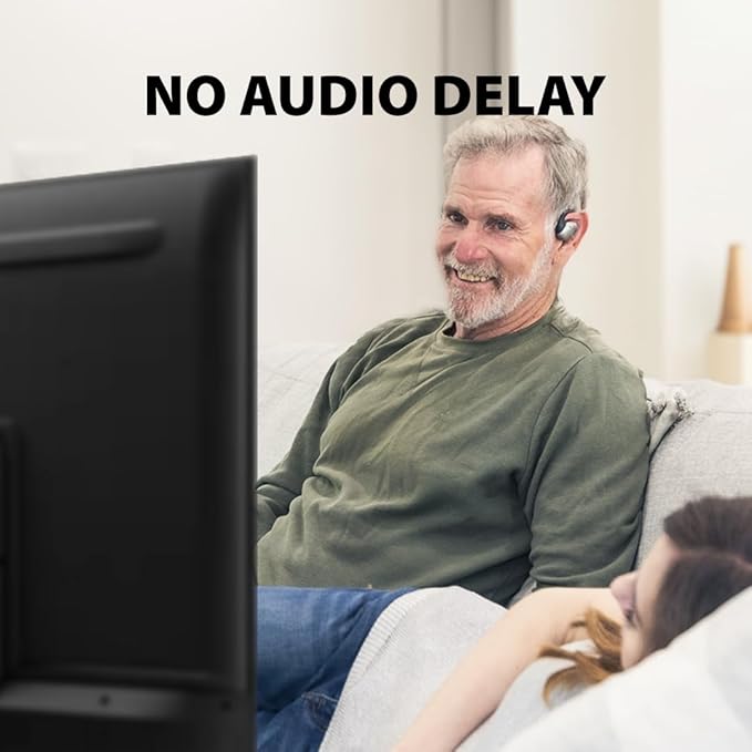 Avantree Medley Pebble - Wireless Earbuds for TV Listening, Clear Voice Open Ear Bluetooth 5.3 Headphones for Seniors & Hard of Hearing, with Transmitter and Charging Dock, 10hrs Play Time