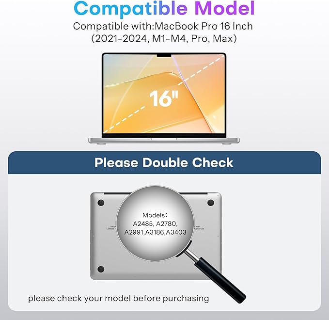 OMOTON Magnetic Privacy Screen for MacBook Pro 16 Inch (2021-2024, M1-M4, Pro, Max), Anti-Spy Filter, Matte Anti Glare Blue Light Protector, Easy Install & Remove
