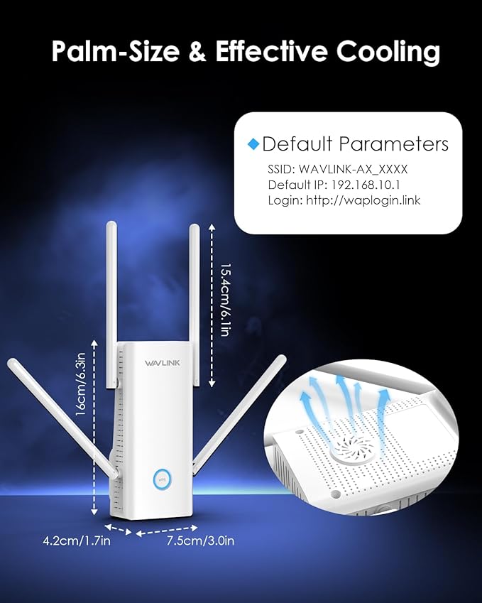 WAVLINK AX3000 WiFi 6 Extender - Internet Extender WiFi Booster with 5 High-Gain Antennas & Beamforming, Dual Band Whole Home Coverage, Gigabit Port, Repeater/AP/Router Mode for 256 Devices