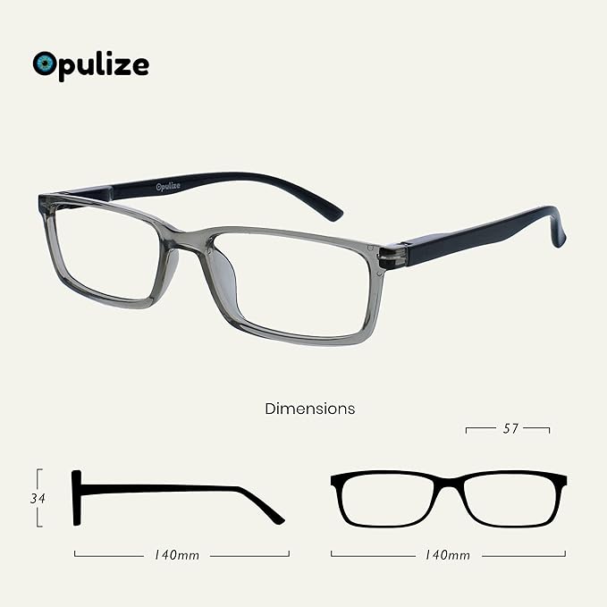 OPULIZE SEE Reading Glasses with Blue Light Blocking for Women and Men, Narrow Frame, Spring Hinges, Computer Gaming Glasses, Grey +3.5 (Pack of 1)