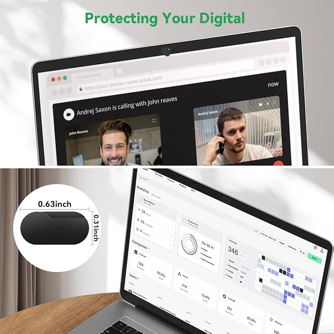 CloudValley [Upgrade Webcam Cover, 0.4 mm Ultra-Thin Metal, Rotating Camera Cover for MacBook Pro, Laptop, MacBook Air, iPad, Tablet, Mac, PC Accessories, 2 Pieces, Black