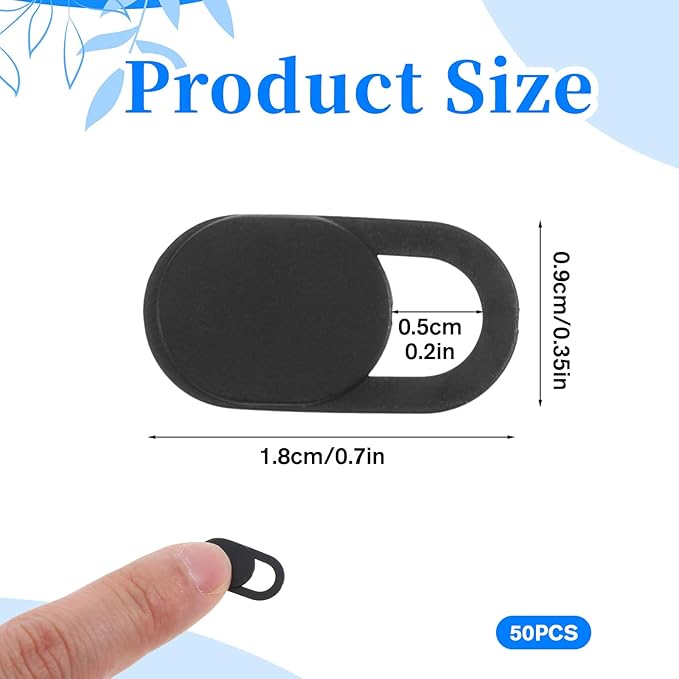 50 Pcs Webcam Cover, Black Practical Laptop Camera Cover Small Portable Phone Camera Covers for Compute Cell Phone PC Accessories to Protect Your Privacy and Security
