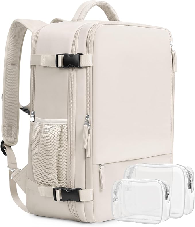 Beraliy Travel Backpack Airline Approved, Carry on Backpack, 16 Laptop Backpack, Waterproof Weekender Bag, Casual Daypack, Hiking Backpack, Beige