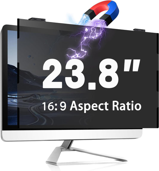 Magnetic 23.8 Inch Computer Screen Privacy Shield, Privacy Screen Filter for Frameless Monitor Widescreen 16:9 Aspect Ratio, Blue Light Protector, Anti-Spy & Anti-Scratch