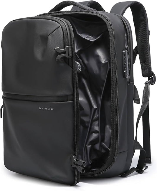 BANGE Travel Backpack with Vacuum Pocket and TSA lock version can hold 15.6 inch Laptop suitable Overnight Flight Approved Anti-theft Bag