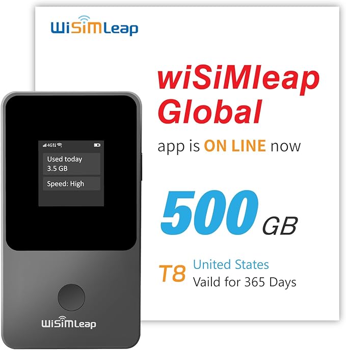 Global Travel Mobile Hotspot Device 4G Pocket Router No Roaming fee Built-in SIM Card No Contract 150 Countries Travel Portable WiFi Hotspot 500GB for USA