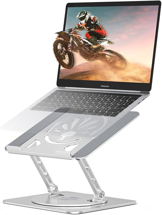 Adjustable Laptop Stand for Desk-360° Rotating Foldable Laptop Holder Ergonomic Laptop Riser for MacBook Pro/Air Dell HP Lenovo Notebook up to 16.3",Silver