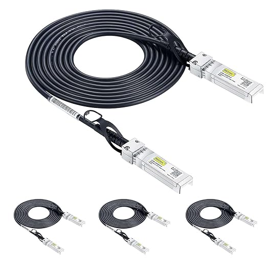 10Gtek SFP+ DAC Twinax Cable - 10GBASE-CU Passive Direct Attach Copper SFP Cable for Cisco SFP-H10GB-CU5M, Ubiquiti UniFi UC-DAC-SFP+, Meraki, Fortinet, D-Link and More, 5-Meter(16.5ft), 4-Pack