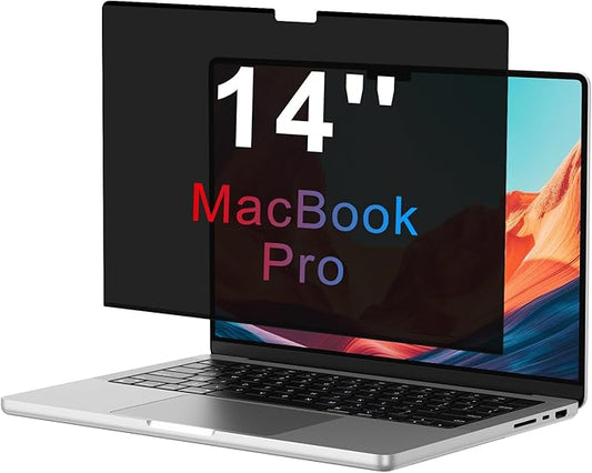 OMOTON Magnetic Privacy Screen for MacBook Pro 14 Inch (2021-2024, M1-M4, Pro, Max), Anti-Spy Filter, Matte Anti Glare Blue Light Protector, Easy Install & Remove