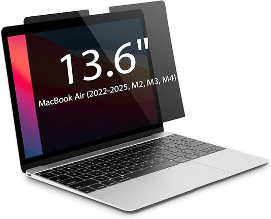 Magnetic Privacy Screen for MacBook Air 13.6 inch (2022-2025, M2, M3, M4), Model A2681, A3113, A3240, Removable Screen Protector, Blue Light Blocking, Anti Glare Protector and Privacy Filter Shield
