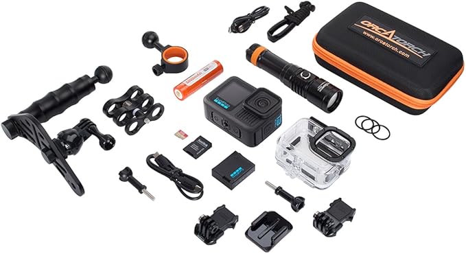 GoPro HERO13 Waterproof Action Camera Dive Kit with 5.3K60 UHD Video, 27MP HDR Photos - Bundle with Protective Housing, Video Light Pack, Camera Tray, Double Clip, 64GB microSD Card (Hero13)