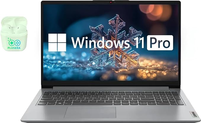 Lenovo IdeaPad 15.6" Laptop, Windows 11 Pro with 1-Year Microsoft Office 365 Included, Intel Celeron N4500, PLUSERA Earphones (Cloud Gray, 20GB RAM | 1.6TB Storage)