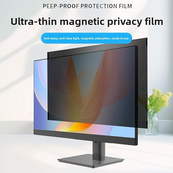 Jiawu 23 Inch Computer Privacy Screen Filter, Anti Anti Monitor Protector with Magnetic Attachment and Clips, for 16:9 Widescreen Laptop Desktop Monitor