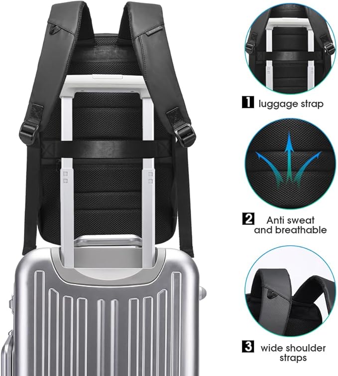 BANGE Business Backpack,Laptop Backpack with USB Charging Port, Slim Business Backpacks Fit for 15.6 INCH,Men Traveling Backpackfor Men and Women