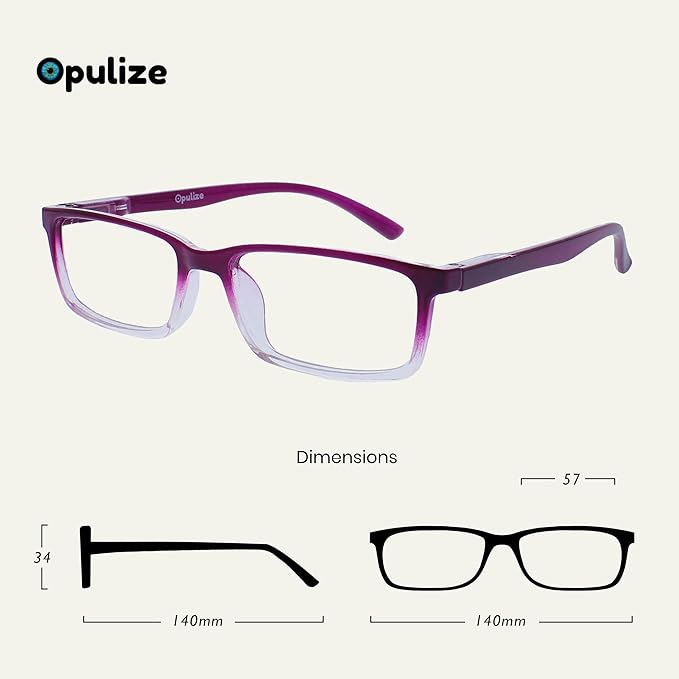 OPULIZE SEE Reading Glasses with Blue Light Blocking for Women and Men, Narrow Frame, Spring Hinges, Computer Gaming Glasses, Purple,Turquoise +3.5 (Pack of 2)