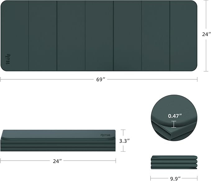 1/2 Inch Extra Thick Yoga Mat Pilates Equipment, 69"x24" Odorless Workout Mats for Home Gym, Non-slip Exercise Mats for Women Men Home Workout, Foldable Yoga Mats for Travel Camping Sleeping